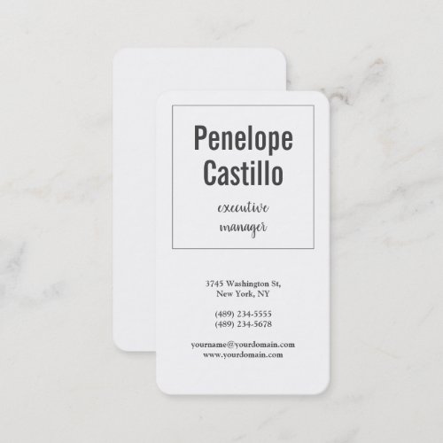 Professional Modern Simple Plain White Business Card