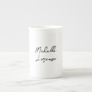 Professional Modern Simple Plain Your Name Bone China Mug