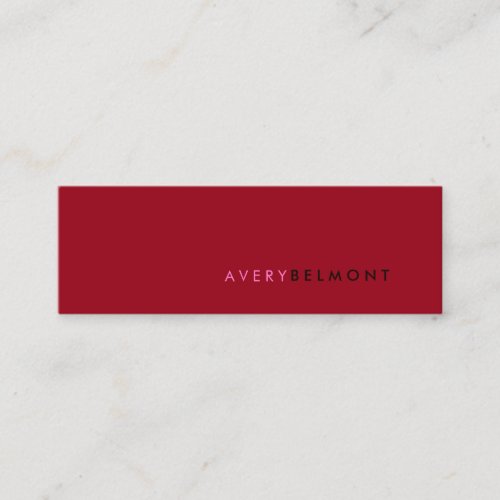 Professional Modern Simple Red  Minimalist Mini Business Card