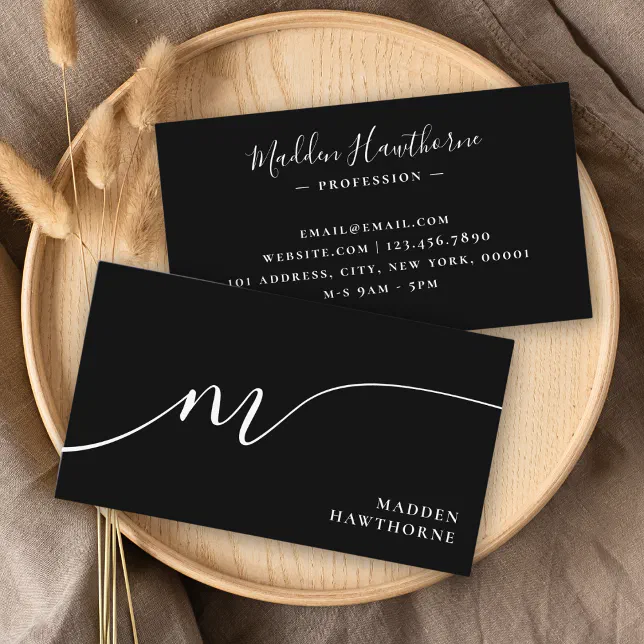 Professional Modern Simple Script Monogram Initial Business Card | Zazzle