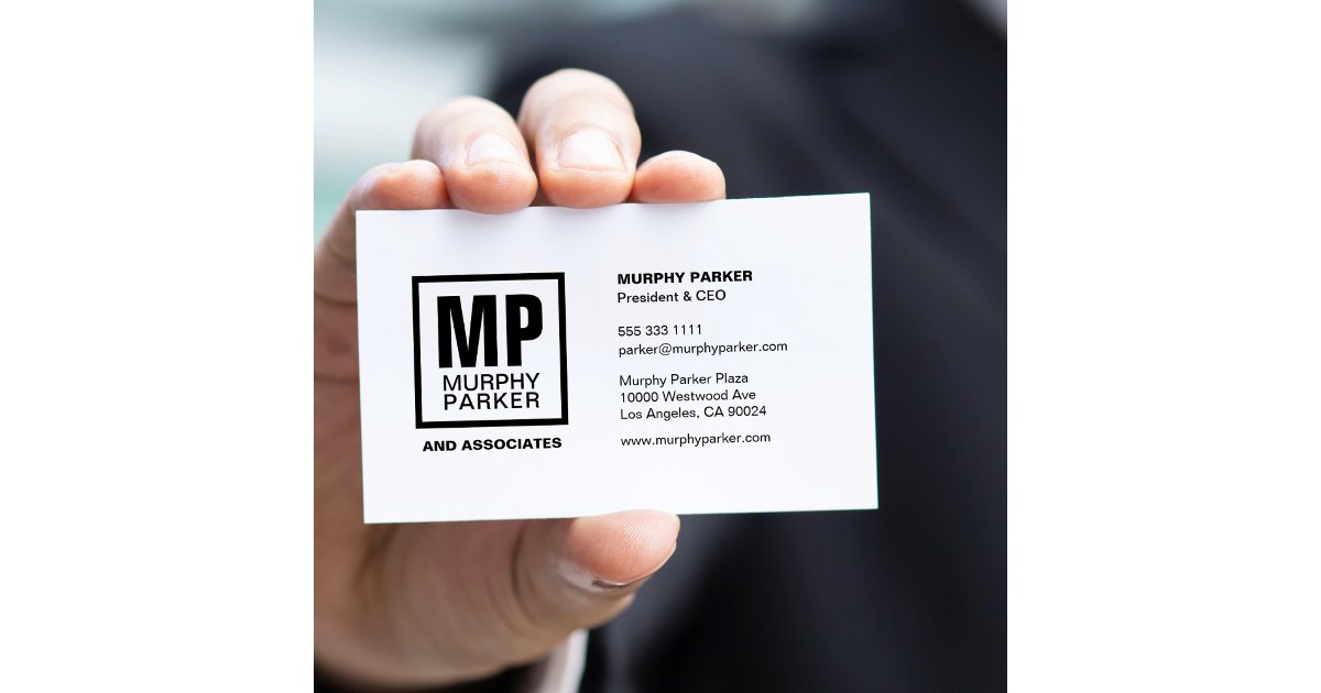 Professional Modern Simple Square Monogram Logo Business Card | Zazzle