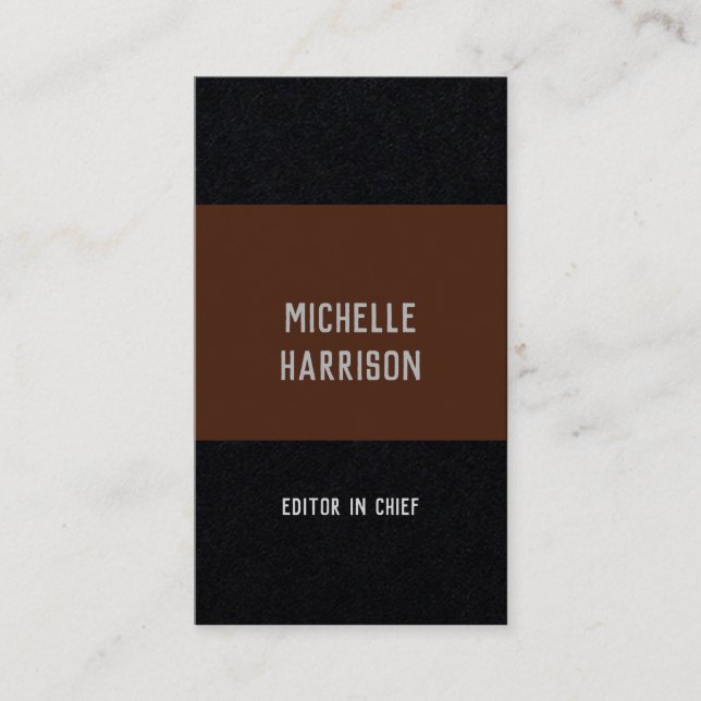 Professional Modern Simple Stylish Black Brown Business Card (Front)