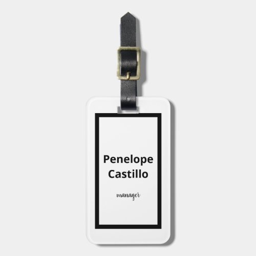 Professional Modern Simple Stylish Black  White Luggage Tag