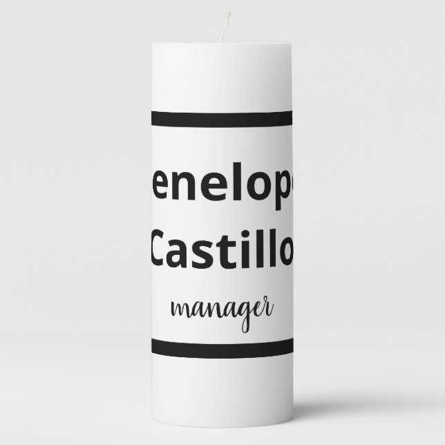 Professional Modern Simple Stylish Black & White Pillar Candle (Front)