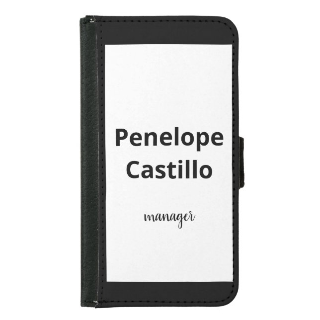 Professional Modern Simple Stylish Black & White Samsung Galaxy Wallet Case (Front)