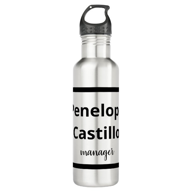 Professional Modern Simple Stylish Black & White Stainless Steel Water Bottle (Front)
