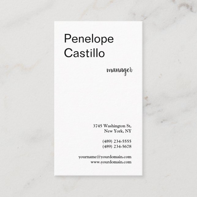 Professional Modern Simple Stylish Plain Business Card (Front)