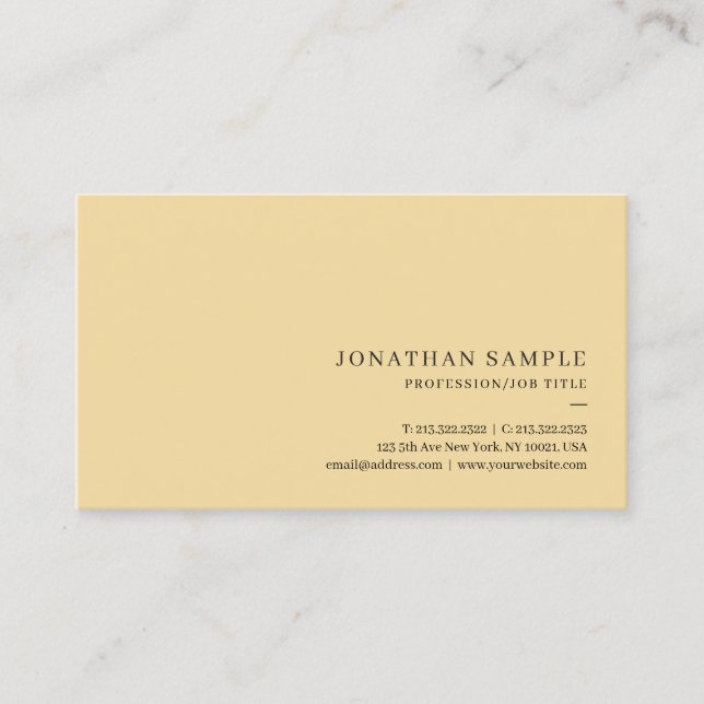 Professional Modern Simple Template Elegant Gold Business Card (Front)
