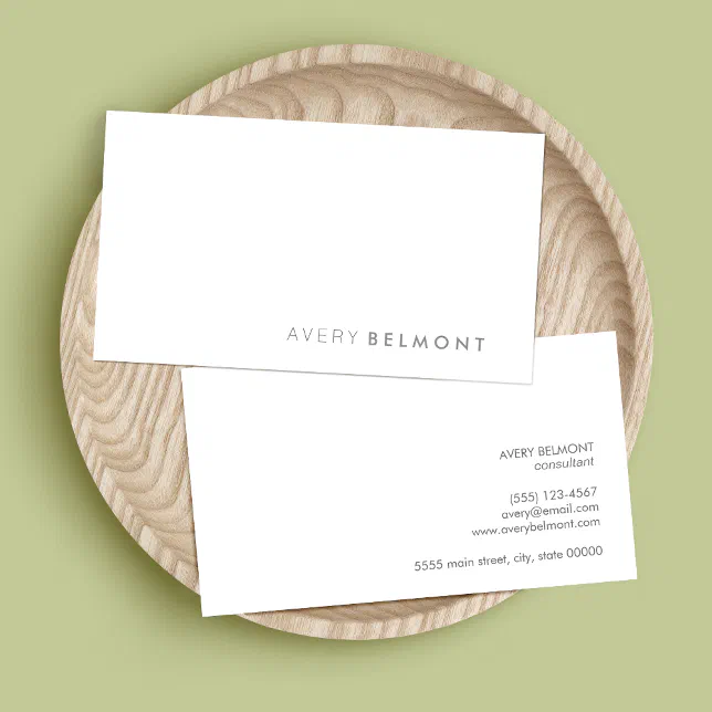 Professional Modern Simple White Minimalist Business Card | Zazzle