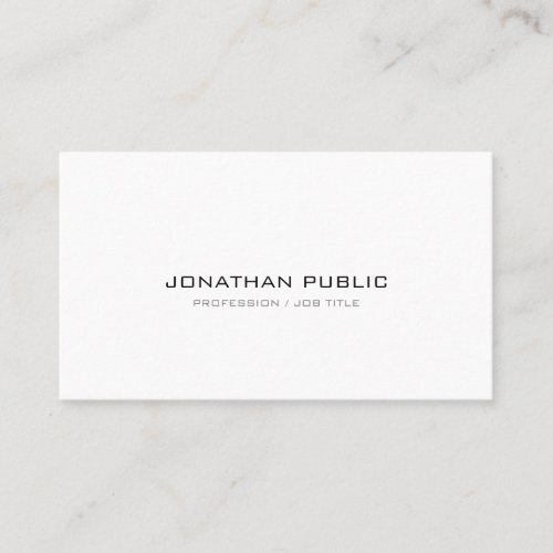 Professional Modern Sleek Chic Stylish White Plain Business Card