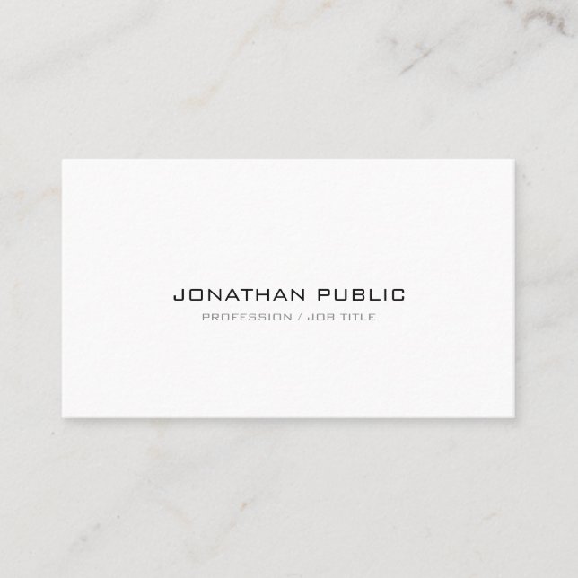Professional Modern Sleek Chic Stylish White Plain Business Card (Front)