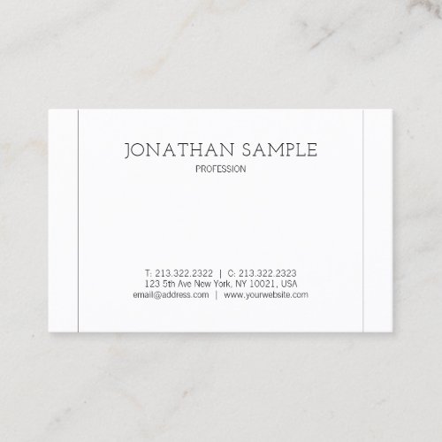 Professional Modern Sleek Design Elegant Plain Business Card