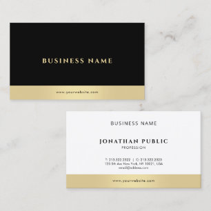 Professional Modern Sleek Elegant Black White Gold Business Card