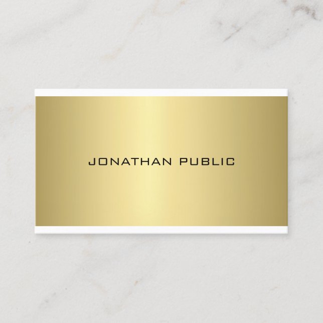 Professional Modern Sleek Plain Gold Look Elegant Business Card (Front)
