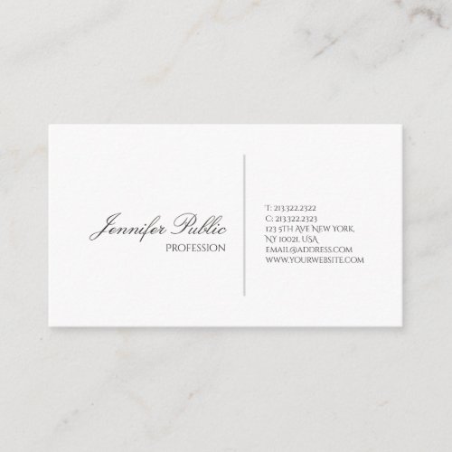 Professional Modern Sleek White Design Creative Business Card