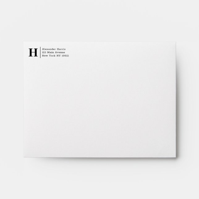 Professional Modern Split Line Monogram Business Envelope (Front)