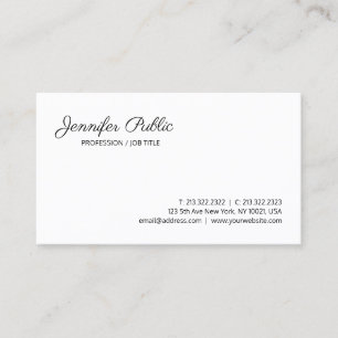 Professional Modern Stylish Clean Chic White Plain Business Card