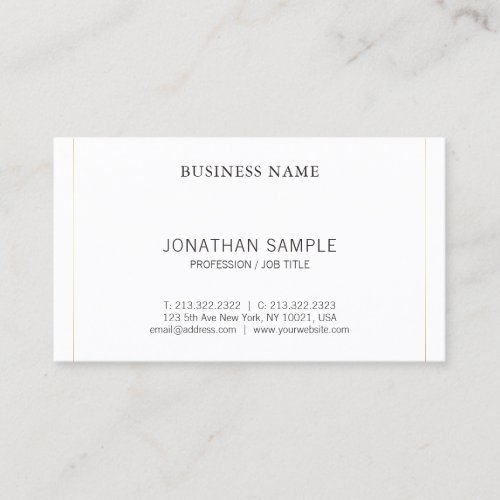 Professional Modern Stylish Clean Design Plain Business Card