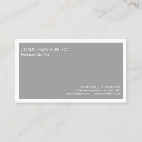 Professional Modern Stylish Grey Simple Plain Business Card