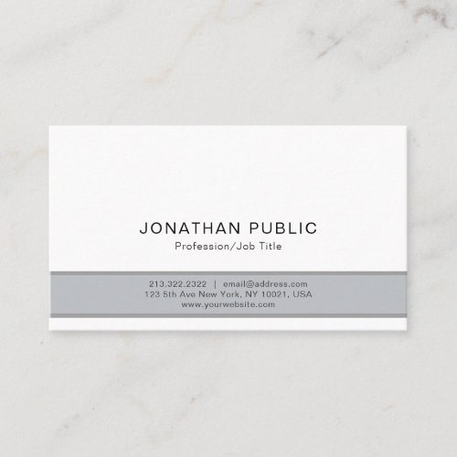 Professional Modern Stylish Grey Simple Plain Business Card