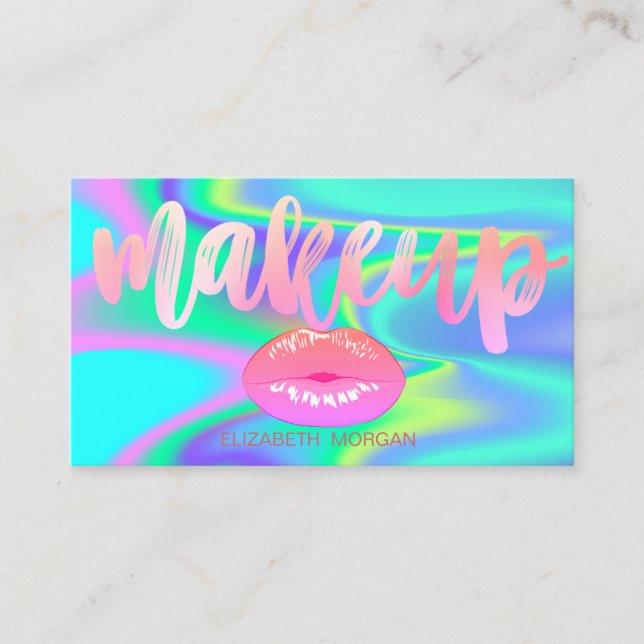 Professional  Modern Stylish Lips,Holographic Business Card (Front)