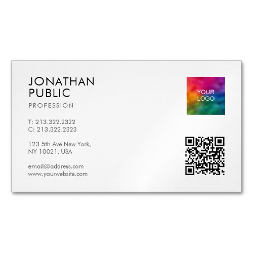 Professional Modern Stylish Simple Logo QR Code Business Card Magnet