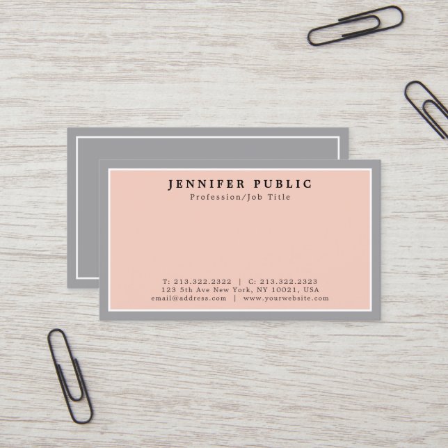 Professional Modern Stylish Simple Plain Business Card (Front/Back In Situ)