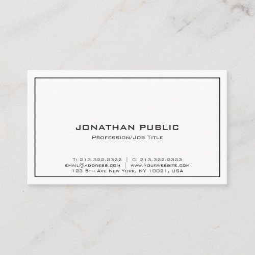 Professional Modern Stylish Smart Chic Plain Business Card