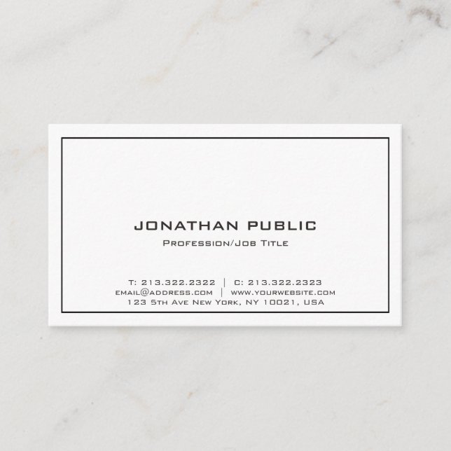 Professional Modern Stylish Smart Chic Plain Business Card (Front)