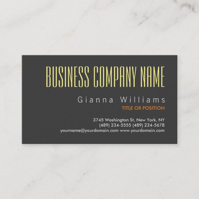 Professional Modern Stylish Trendy Grey Business Card (Front)