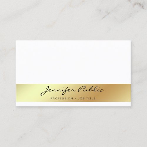 Professional Modern Stylish White Gold Chic Simple Business Card