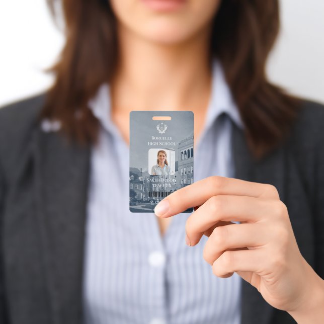 Professional Modern Teacher Photo ID Badge (Presented)