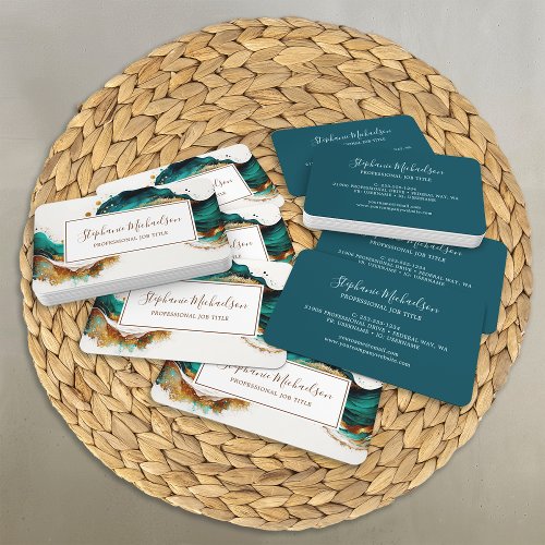 Professional Modern Teal Gold Abstract Business Card