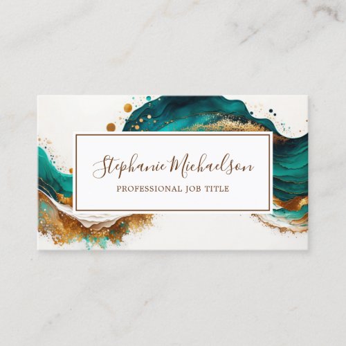 Professional Modern Teal Gold Abstract Business Card