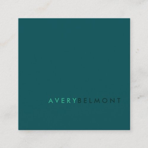 Professional Modern Teal Minimalist Square Square Business Card