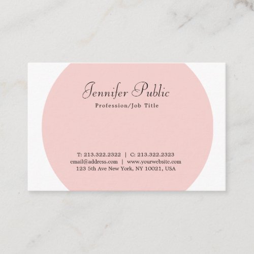 Professional Modern Template Elegant Blush Pink Business Card