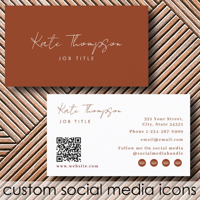Professional Modern Terracotta Minimalist QR Code Business Card (Professional Modern Terracotta Minimalist QR Code Business Card)