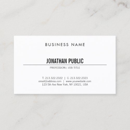 Professional Modern Trendy Stylish Simple Plain Business Card