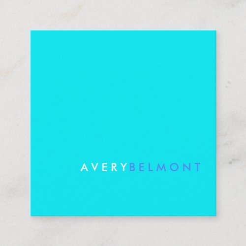 Professional Modern Turquoise Blue Minimalist  Square Business Card