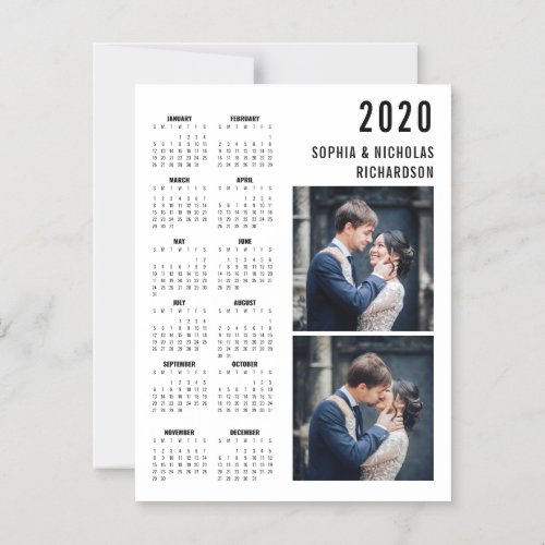Professional Modern Two Photo 2020 Calendar Magnet