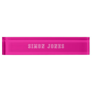 Professional Modern Vintage Retro Hot Pink Desk Name Plate