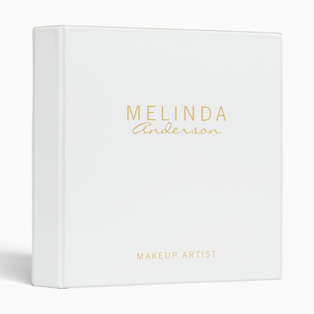 Professional Modern White and Gold 3 Ring Binder (Front/Spine)