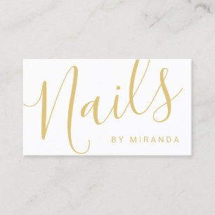 Professional Modern White and Gold Nail Salon Business Card