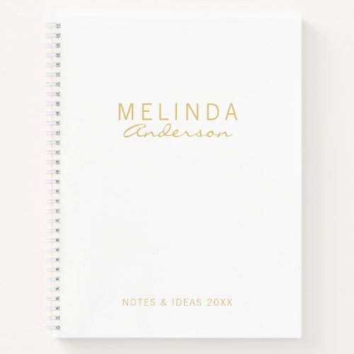 Professional Modern White and Gold Notebook