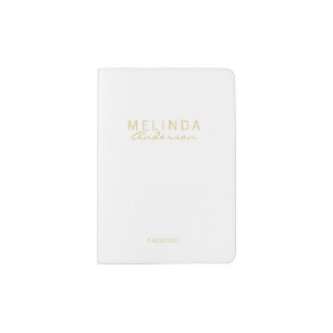 Professional Modern White and Gold Passport Holder