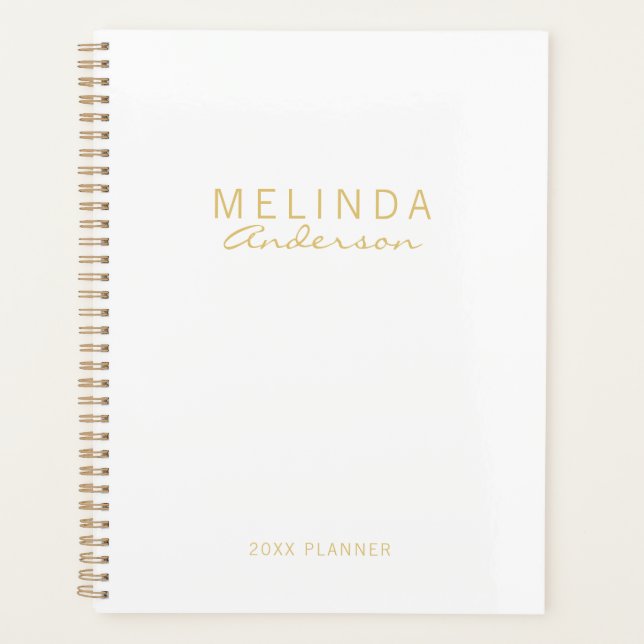 Professional Modern White and Gold Planner (Front)