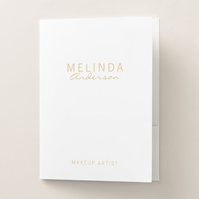 Professional Modern White and Gold Pocket Folder (Front)