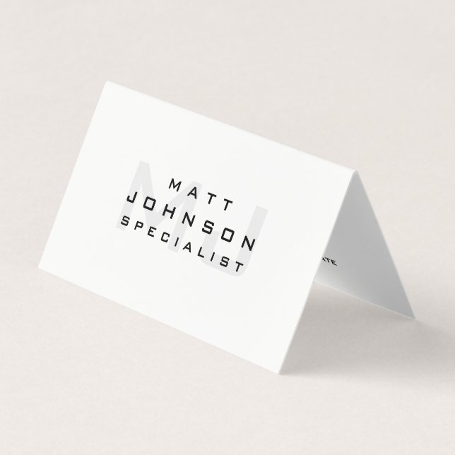 Professional Modern White Folded Business Card (Front)