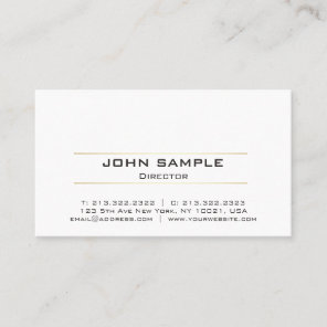 Professional Modern White Gold Simple Design Business Card