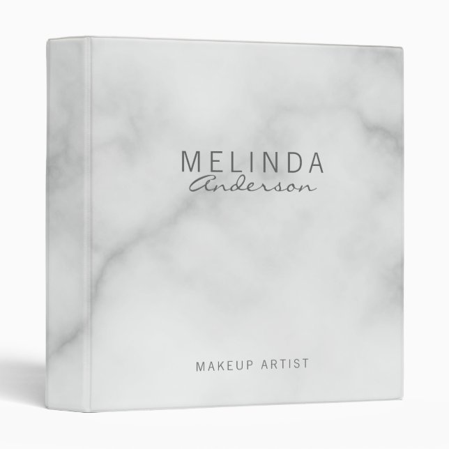 Professional Modern White Marble 3 Ring Binder (Front/Spine)